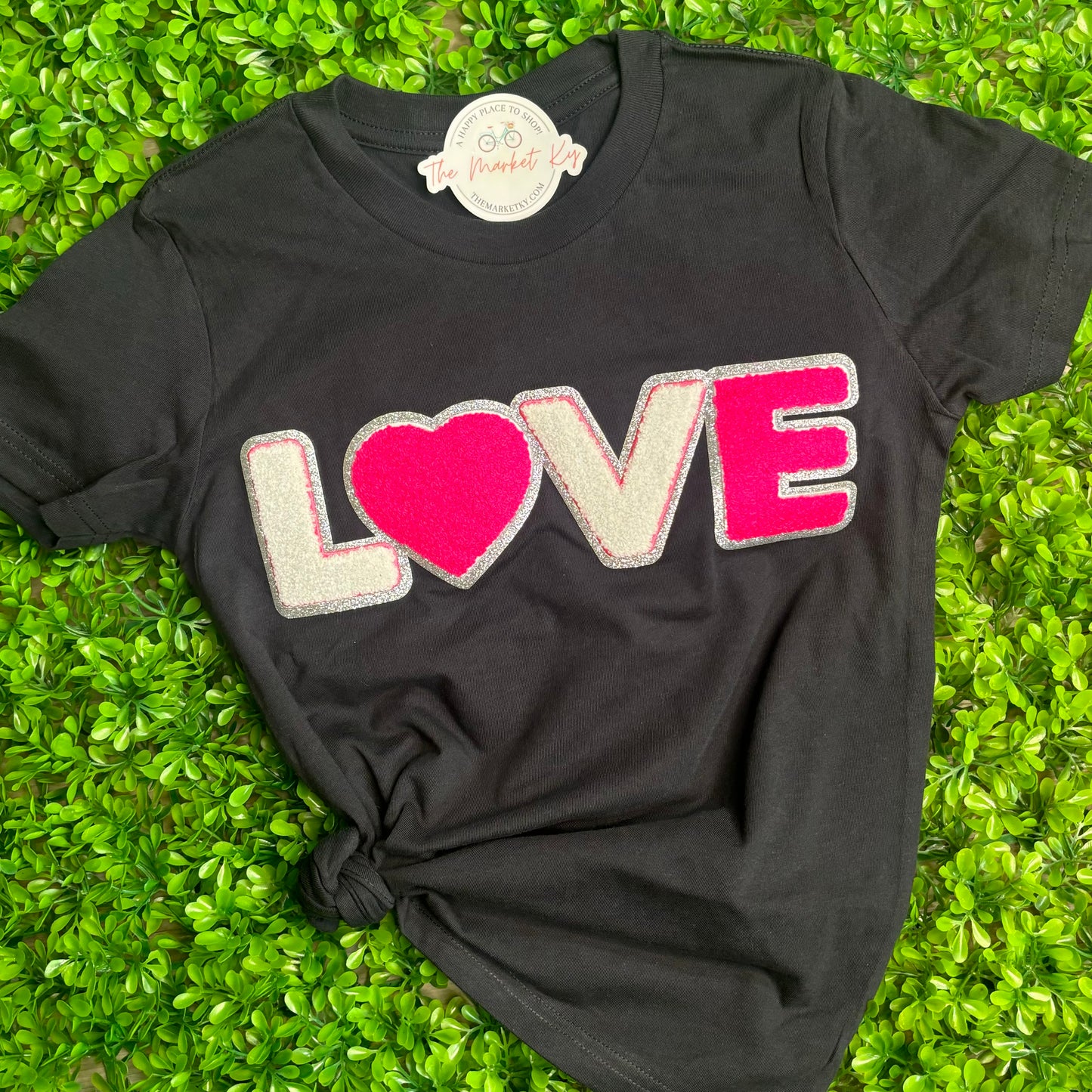 L♡VE Chenille Patch Tee or Sweatshirt