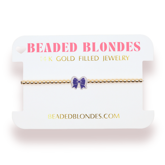 Royal Blue Bow Bracelet: Standard 6.75 inch / Sprinkle