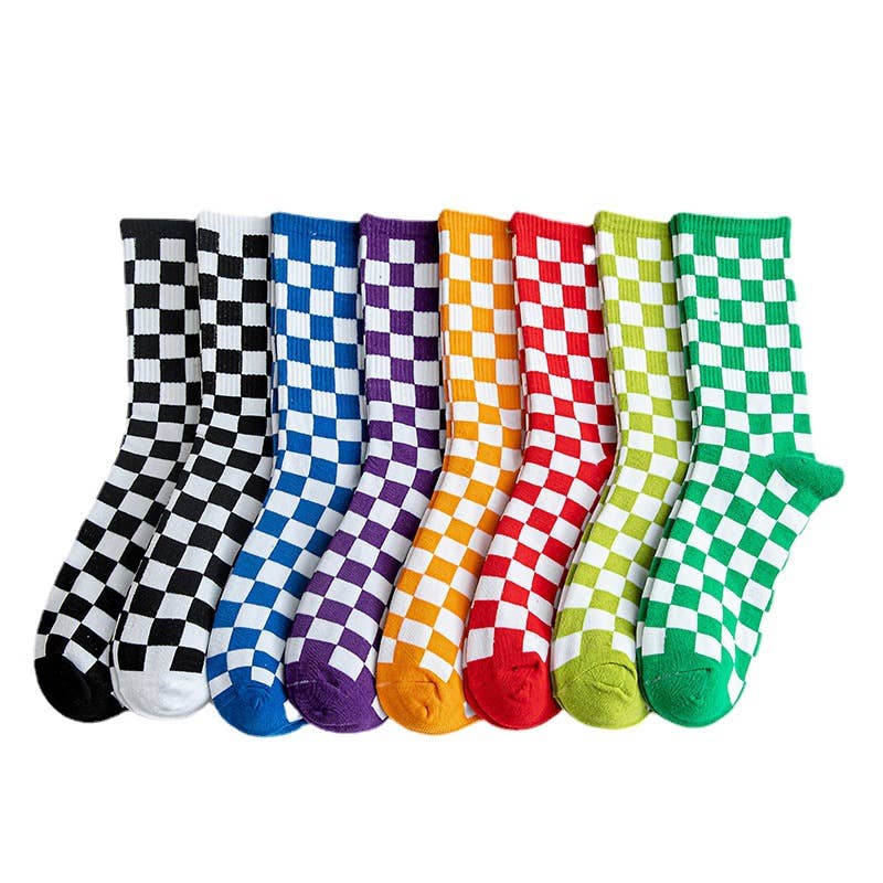 Checkered Socks: Red & White