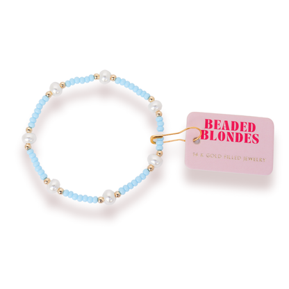 Pastel Perwinkle Pearl Bracelet: Standard 6.75 inch