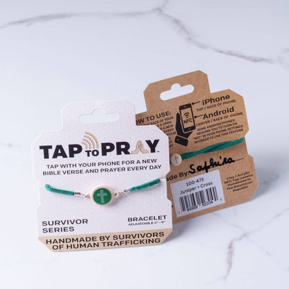 Tap To Pray® Survivor Series Bracelet: Moss + Cross