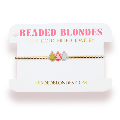 Tree Trio Holiday Bracelet: Standard 6.75 Inch / Sprinkle