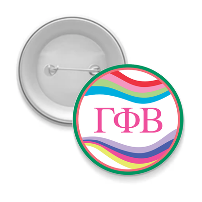 Sorority Button - Retro Wave Design: 3" Round / Delta Zeta