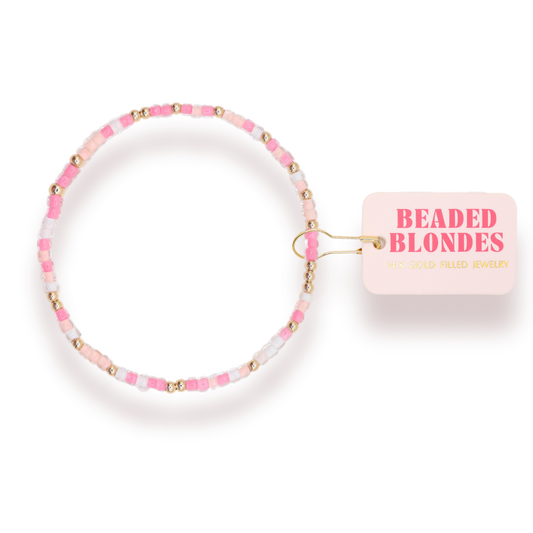 Rosey Pink Sprinkle Bracelet: Standard 6.75 inch