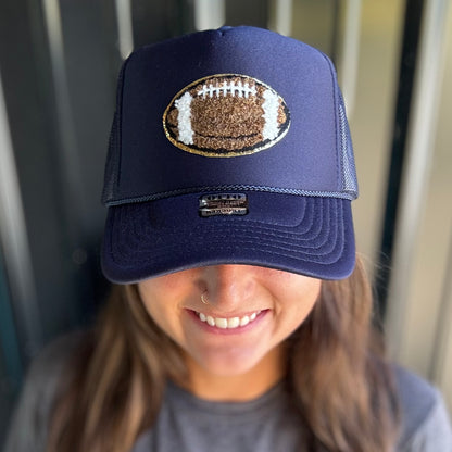 Football Chenille Patch Trucker Hat (Options)