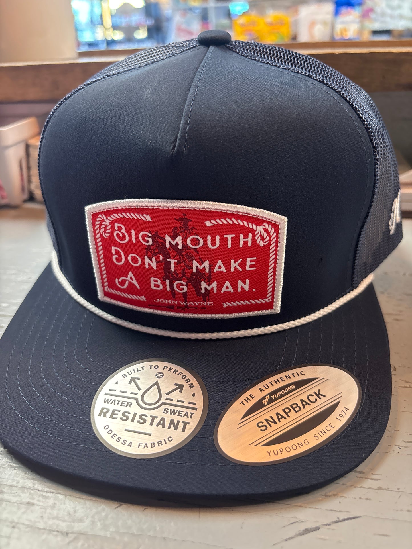 John Wayne Navy Trucker Hat- Red Patch