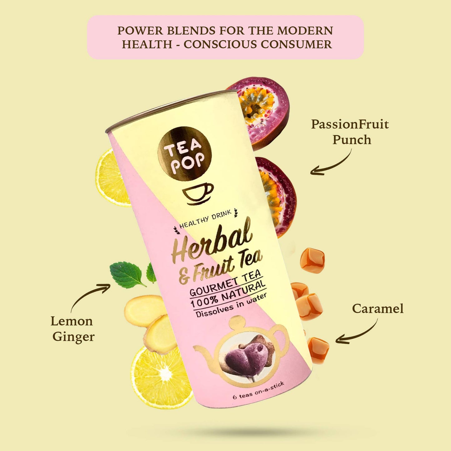 Herbal & Fruit Tea On-A-Stick!,100% Natural Crystallized Tea