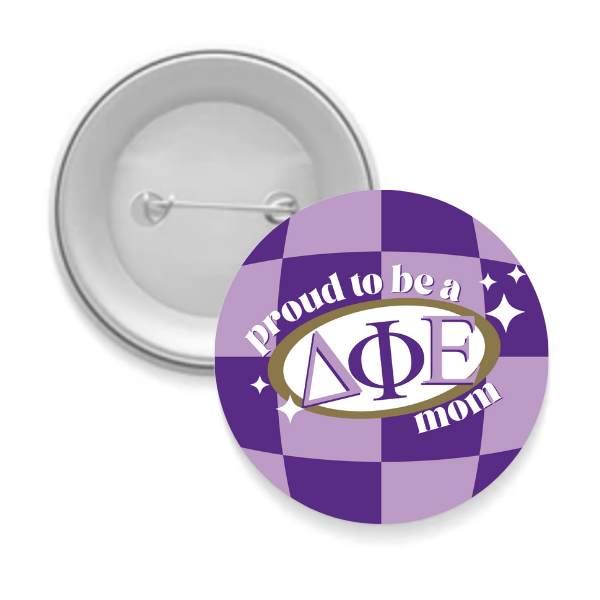 Sorority Mom Button - Proud to Be Checkered: 3" Round / Kappa Delta