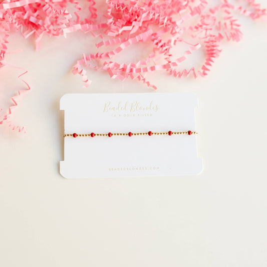 Dainty Poppi Bracelet in Maroon: Standard 6.75 inch