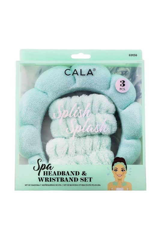 CALA 69136 Mint Spa Headband & Wristband Set - 6 pc