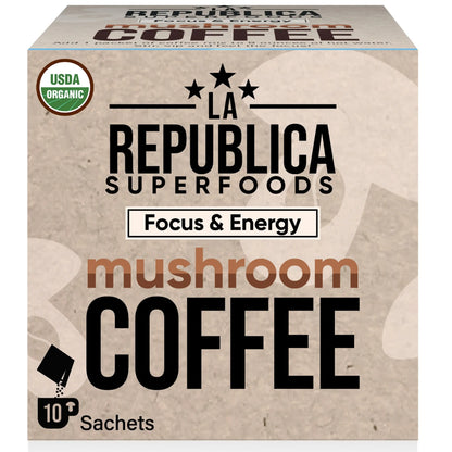 La Republica Organic Mushroom Coffee 10-Pack (Full-Fruiting): 10-Pack Single Serve Box