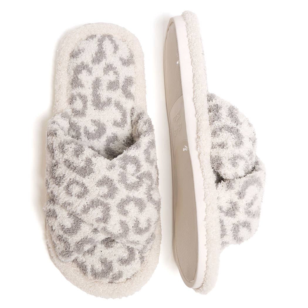 Luxury Soft Crossover Leopard Pattern Slipper: BLACK / S/M