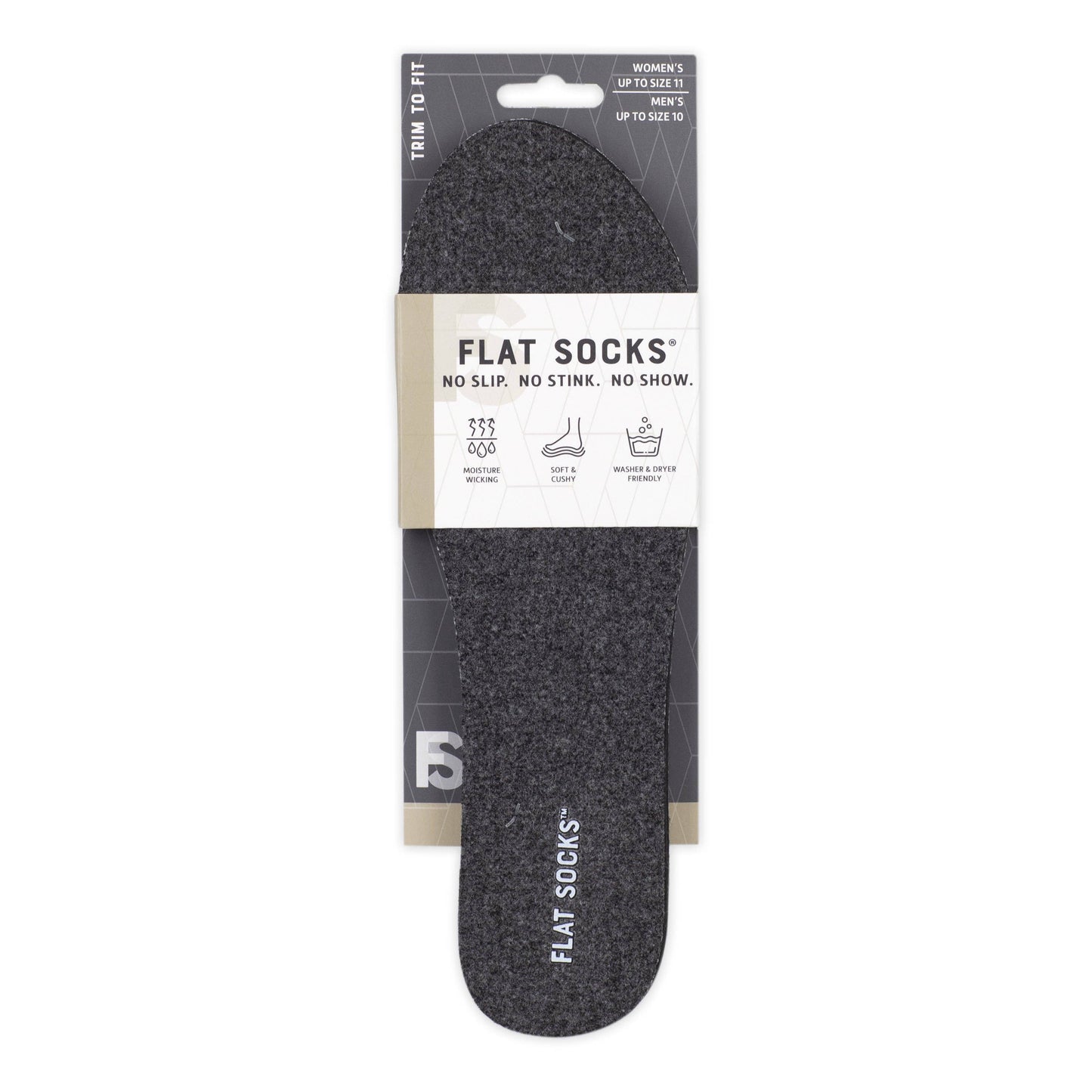 Dark Heather Grey FLAT SOCKS: Small (up to Women's 11, Men's 10)
