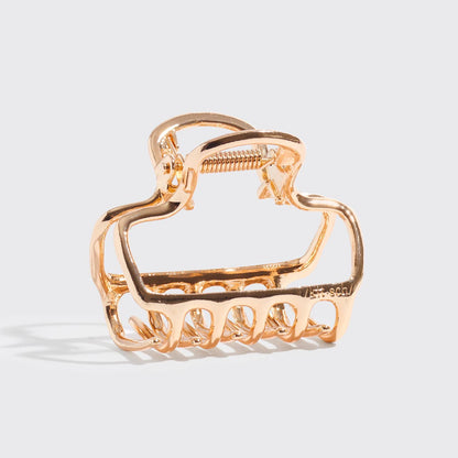 Metal Medium Open Shape Puffy Claw Clip - Gold