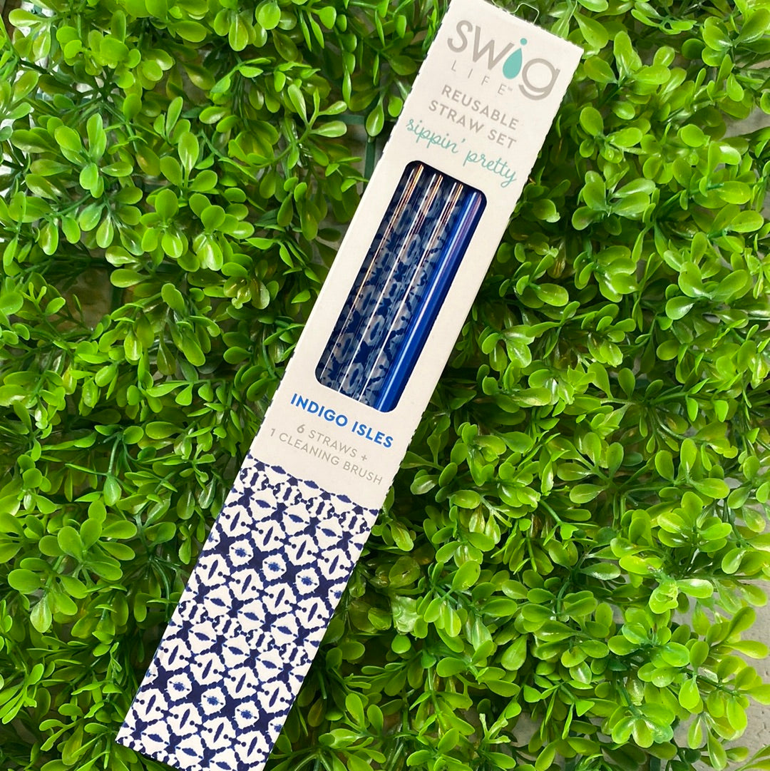 Swig Reusable Straw Set Indigo Isles