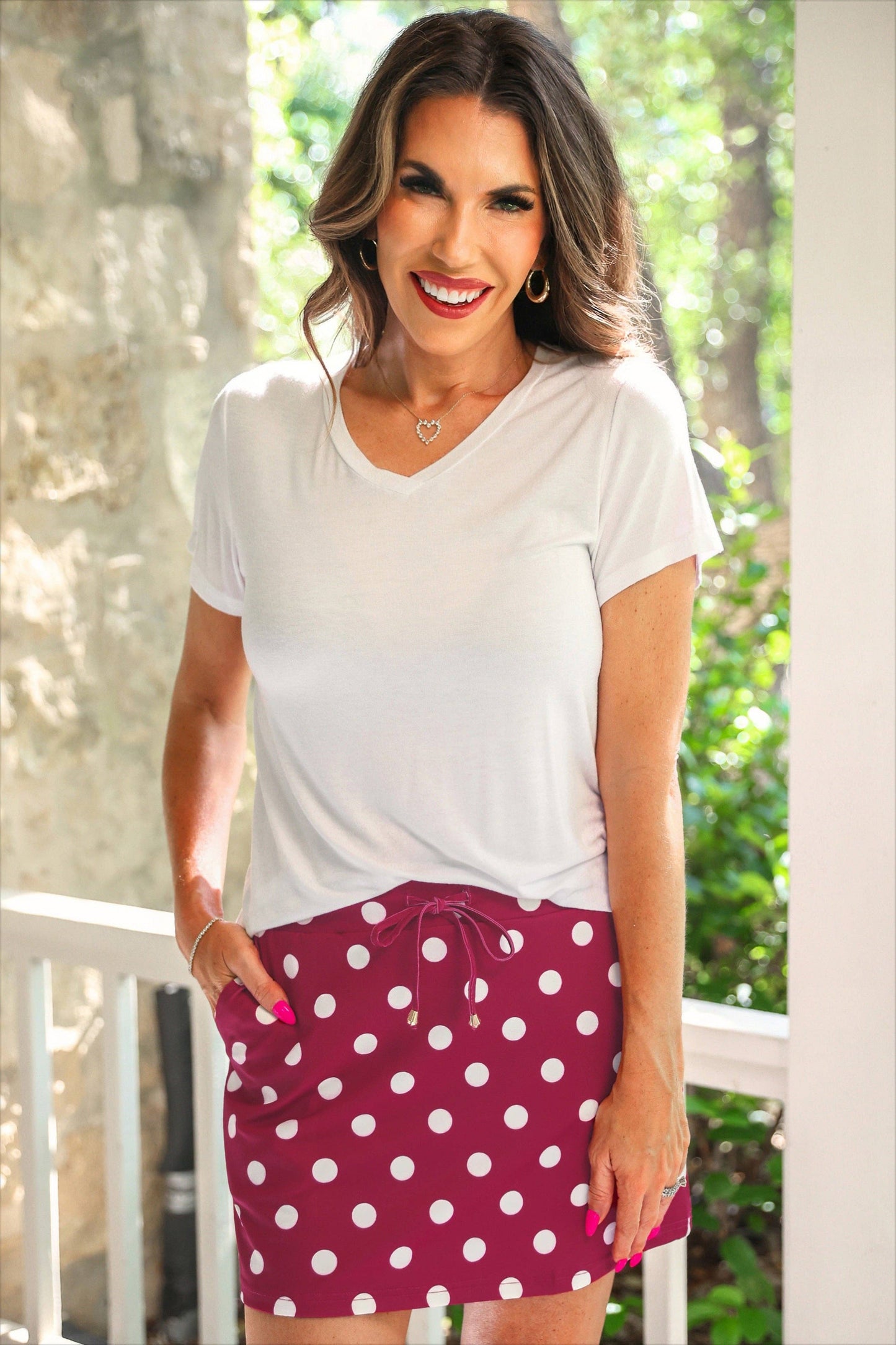 Burgundy Polka Dot Skort: Burgundy / Small