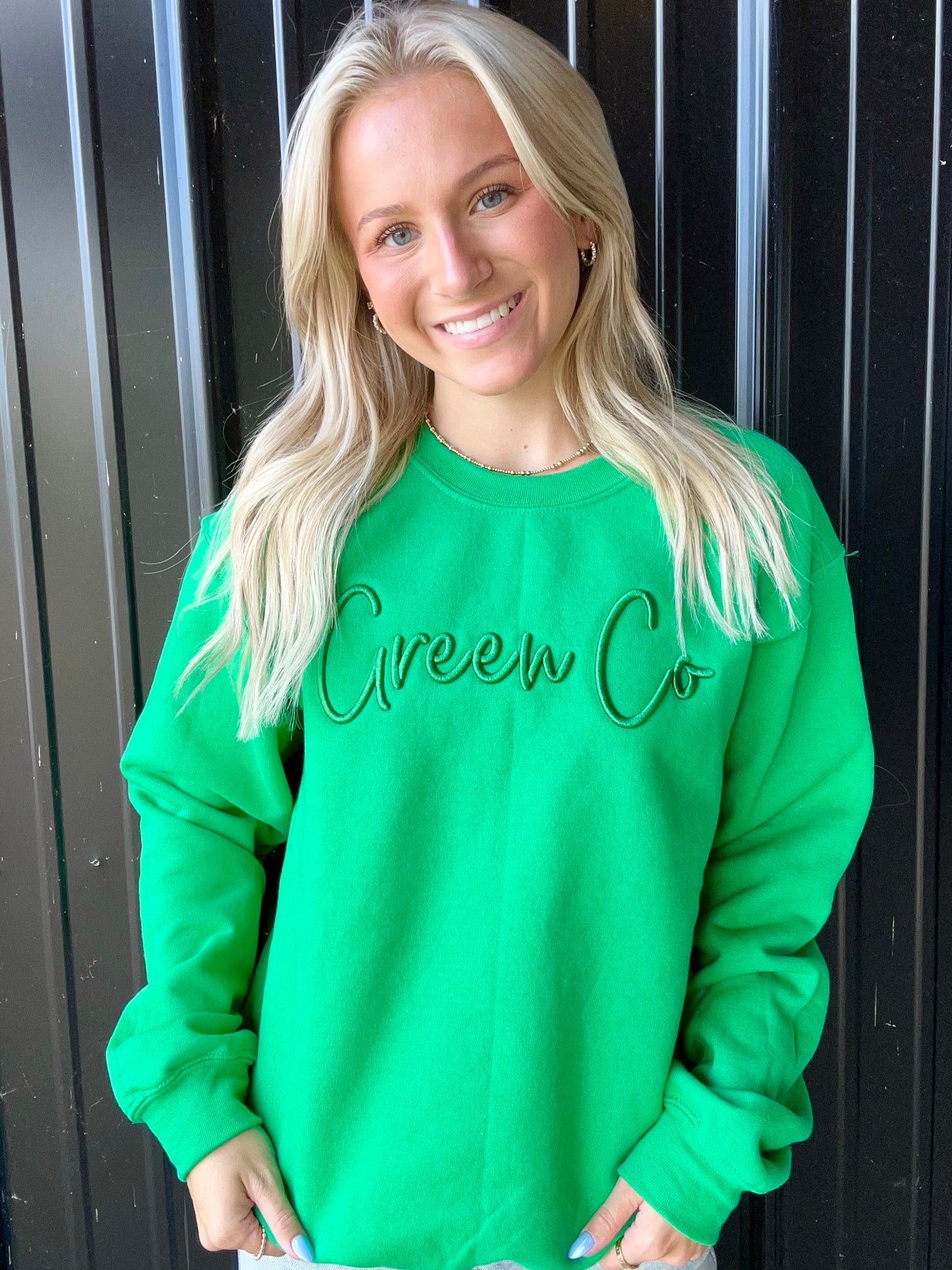 *Made to Order* Green Co. Puff Embroidered Sweatshirt Youth & Adult