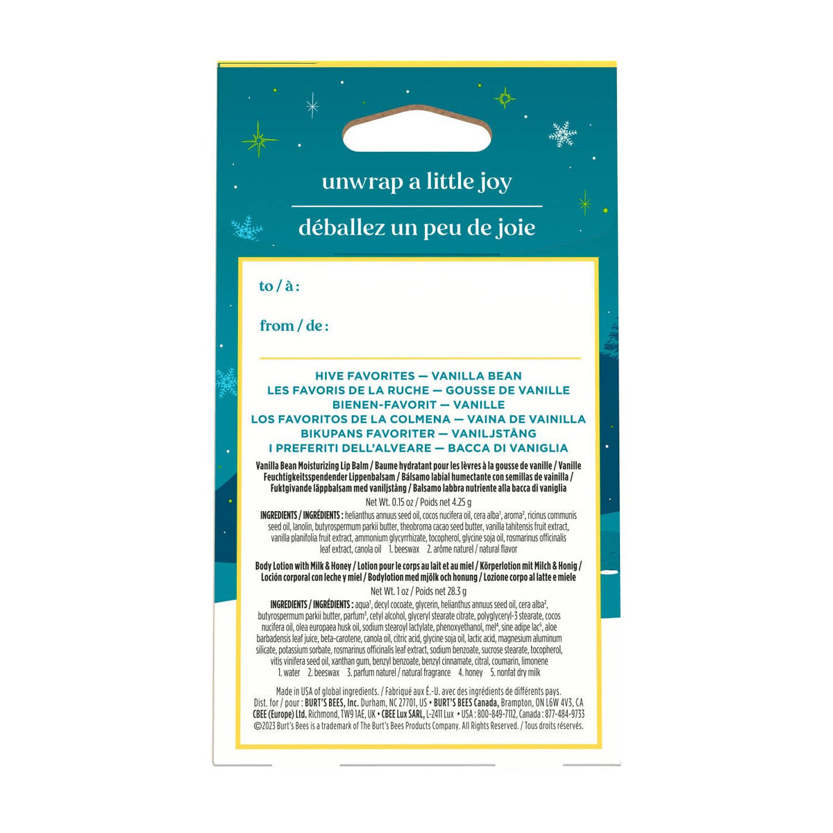 Hive Favorites Vanilla Bean Gift Set, Body Lotion & Lip Balm