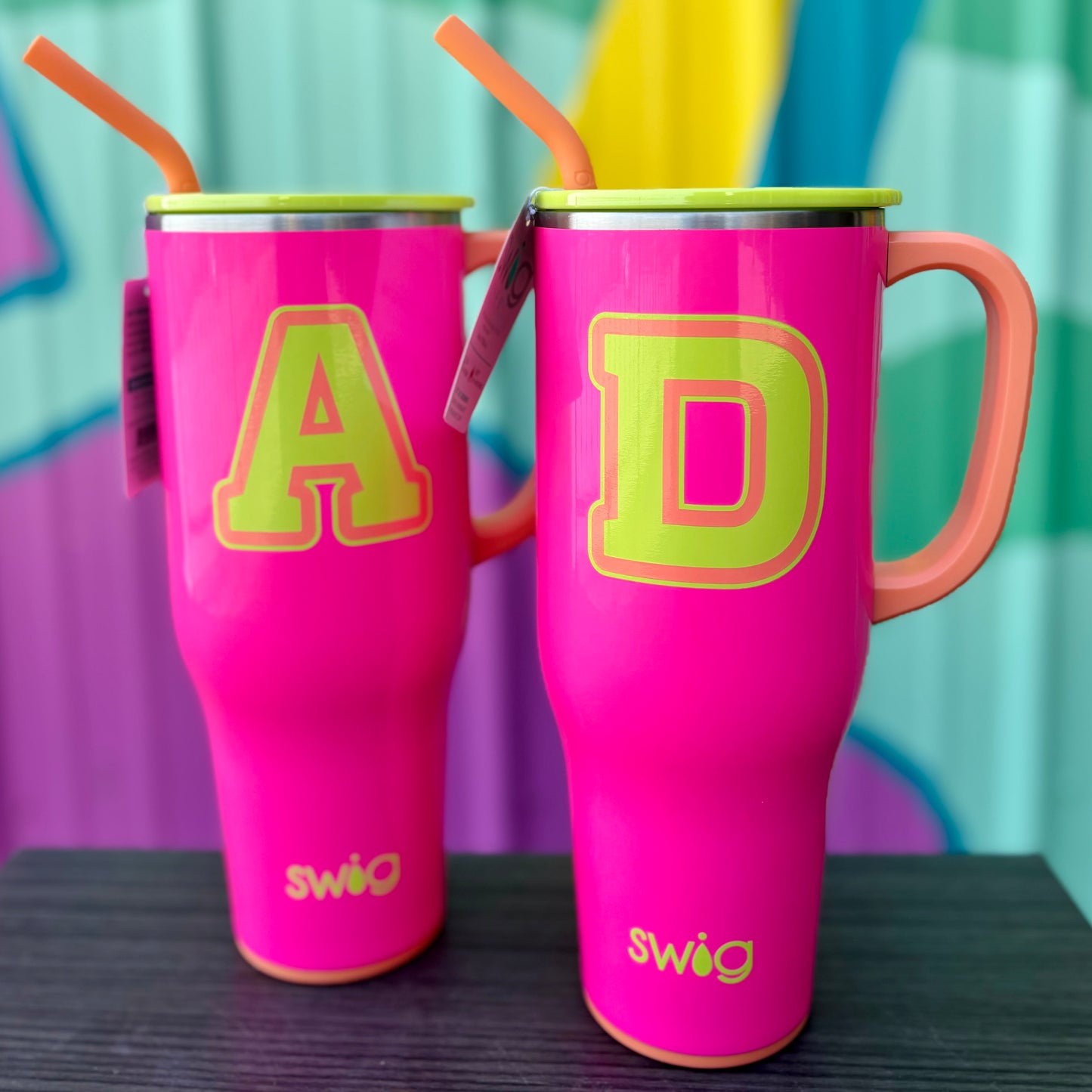 40oz Swig Initial Mega Mug Tutti Frutti