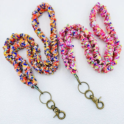 Vibrant Color Floral Fabric Lanyard