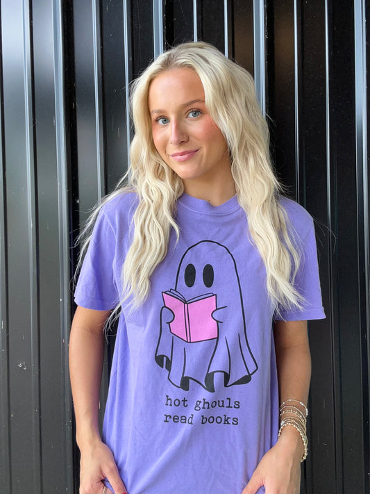 Hot Ghouls Read Books Comfort Colors Tee