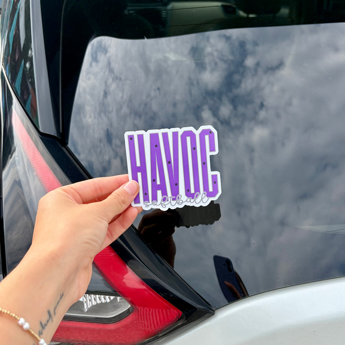 Havoc Softball Stars & Script 4in Window Decal Sticker