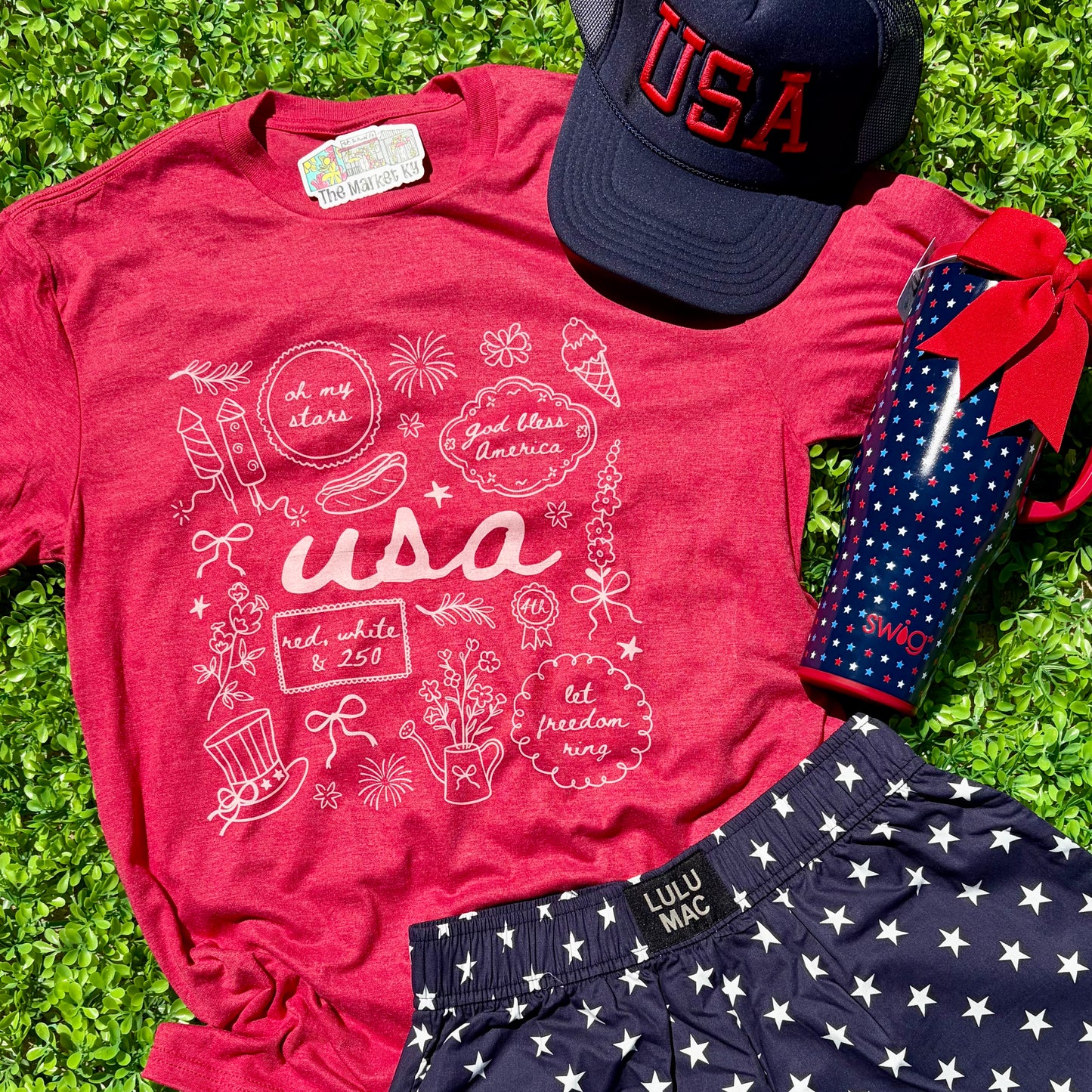 USA Doodle Collage Graphic Tee