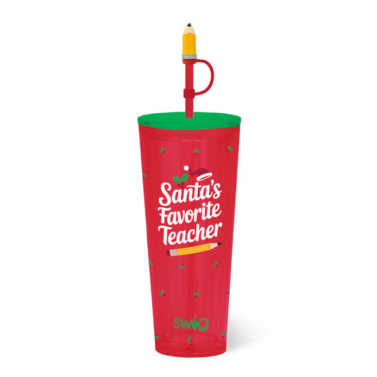 Santa’s Favorite Teacher Swig Plastic Tumbler 24oz