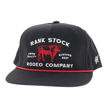 Hooey Men’s Rank Stock Hat - Full Surround Black with White/Red Embroidery