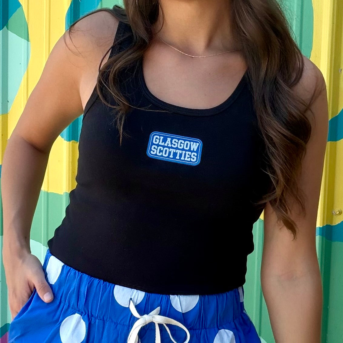 Glasgow Scotties Faux Patch Fitted Tank