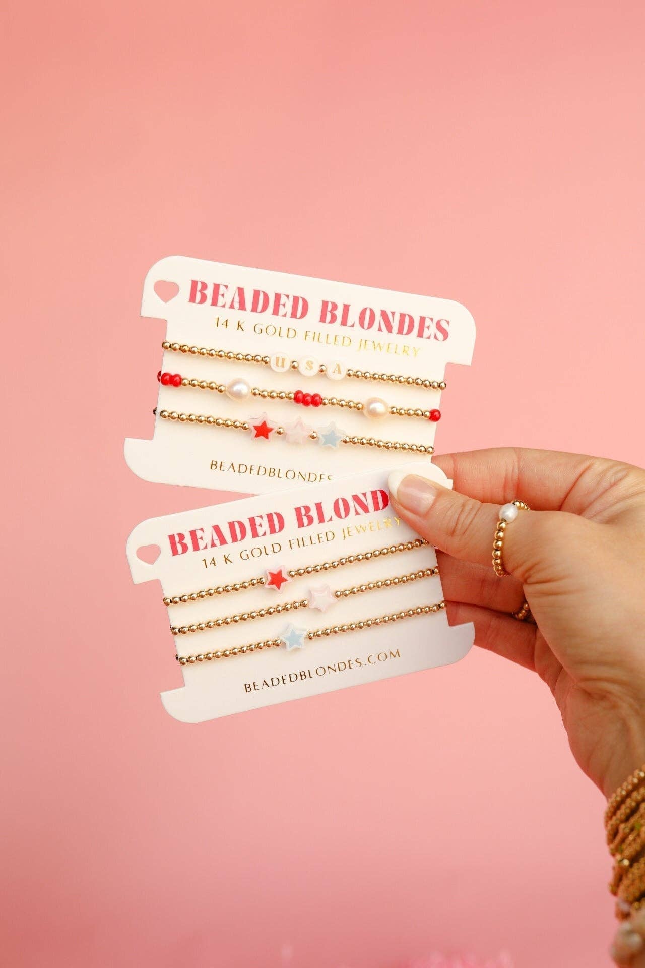 Red White & Blues Sprinkle Bracelet: Standard 6.75 inch