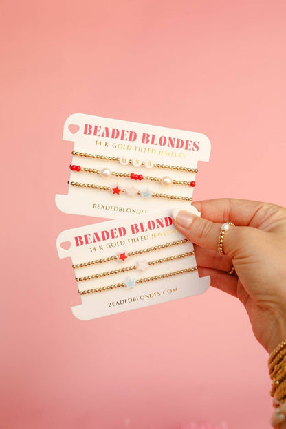 Red White & Blues Sprinkle Bracelet: Standard 6.75 inch