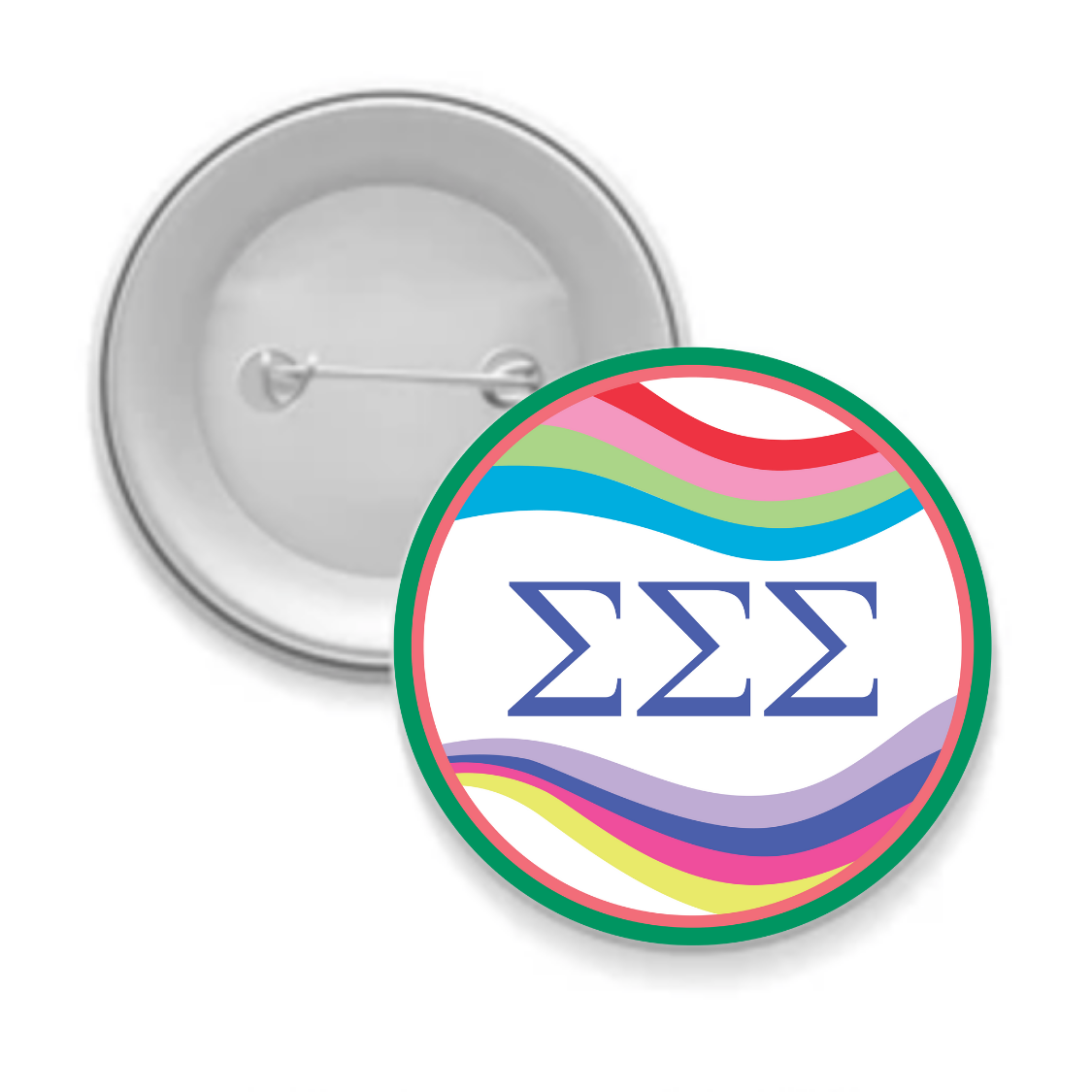Sorority Button - Retro Wave Design: 3" Round / Alpha Delta Pi