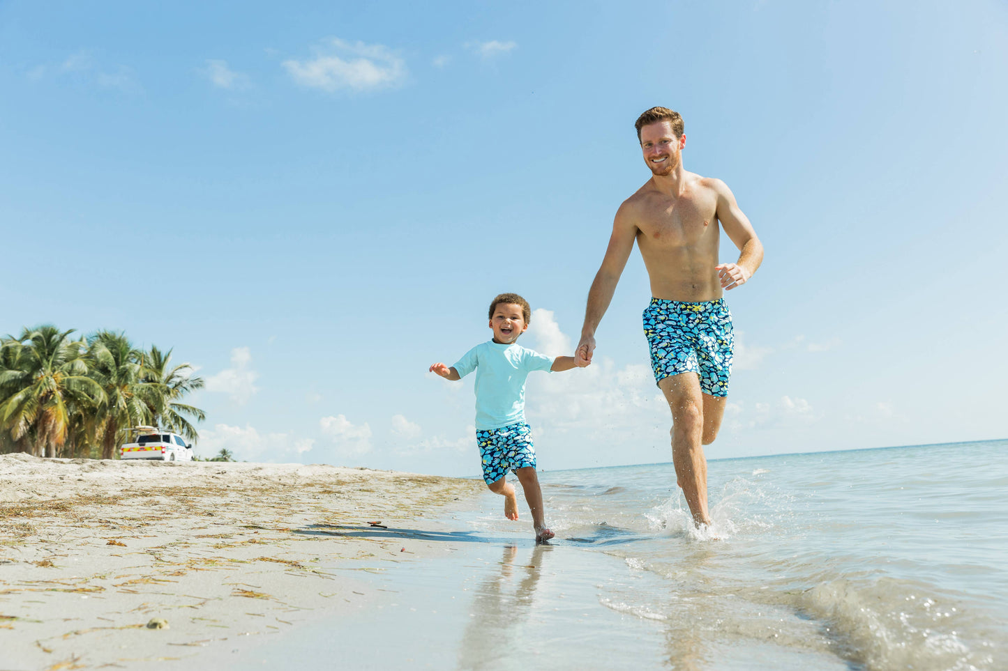 Tropical Breeze Short Sleeve Rash Guard: 3-6m / Blue