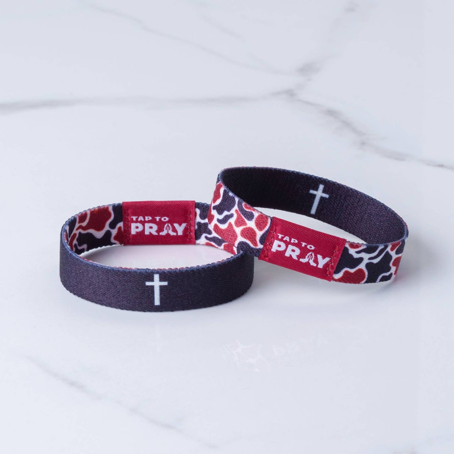 Tap To Pray™ Wristbands - Team Camo - Maroon & Black: X-Small