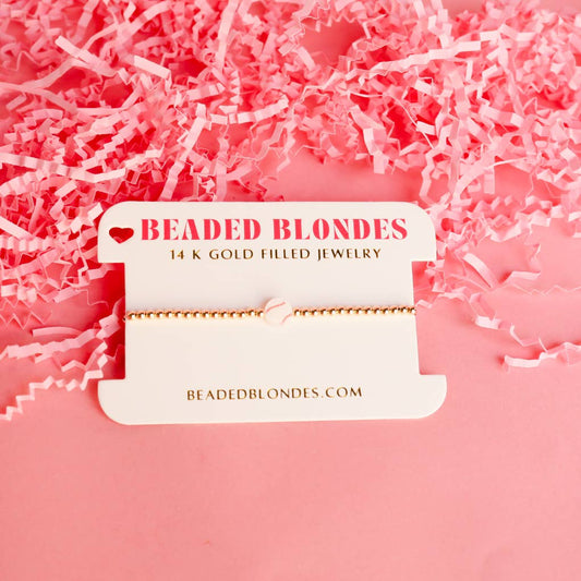 Baseball BB Bead Bracelet: Standard 6.75 inch