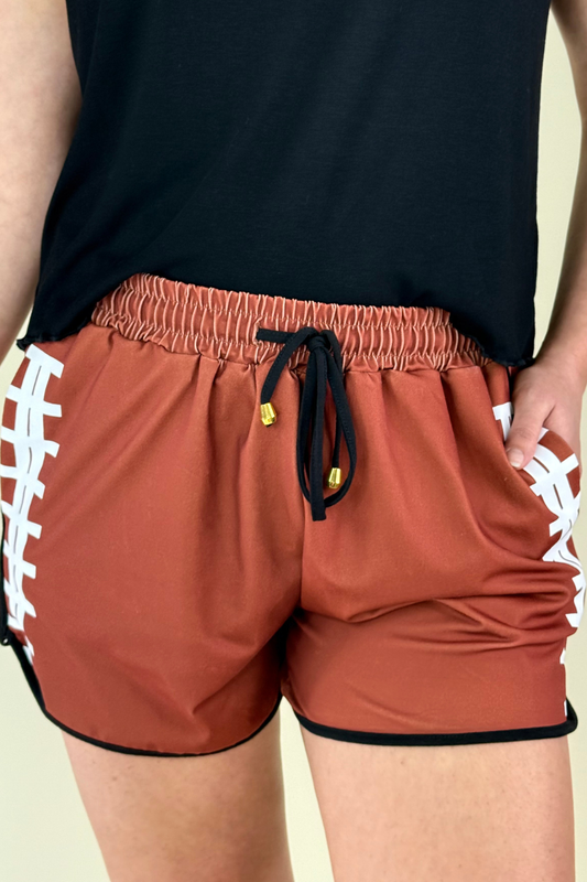Touchdown Drawstring Everyday Shorts: Brown