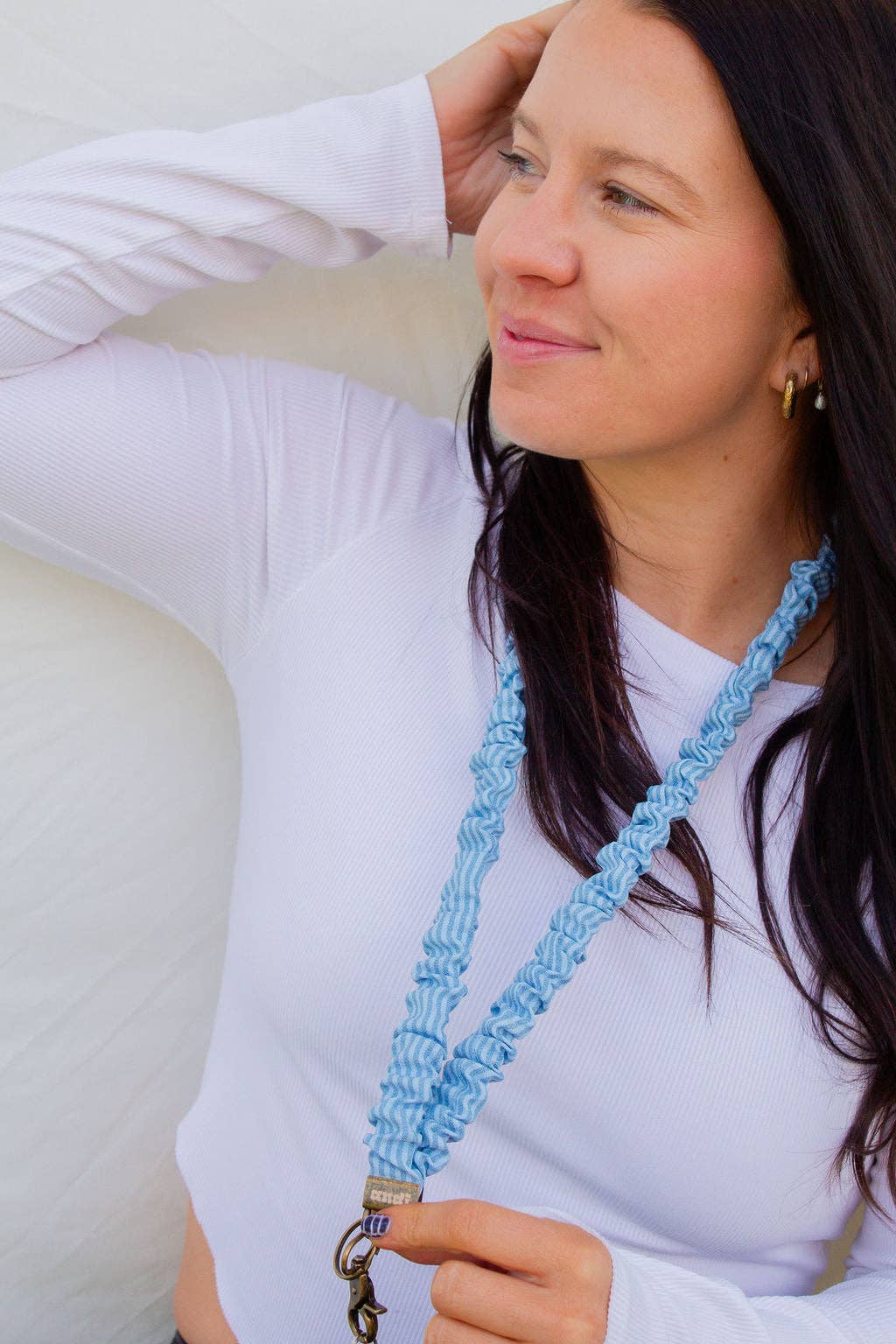 Blue Striped Lanyard