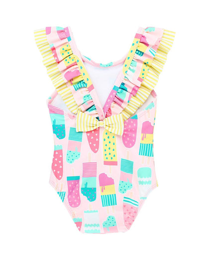 Ice Cream Social Ruffle V-Back One Piece: 3-6m