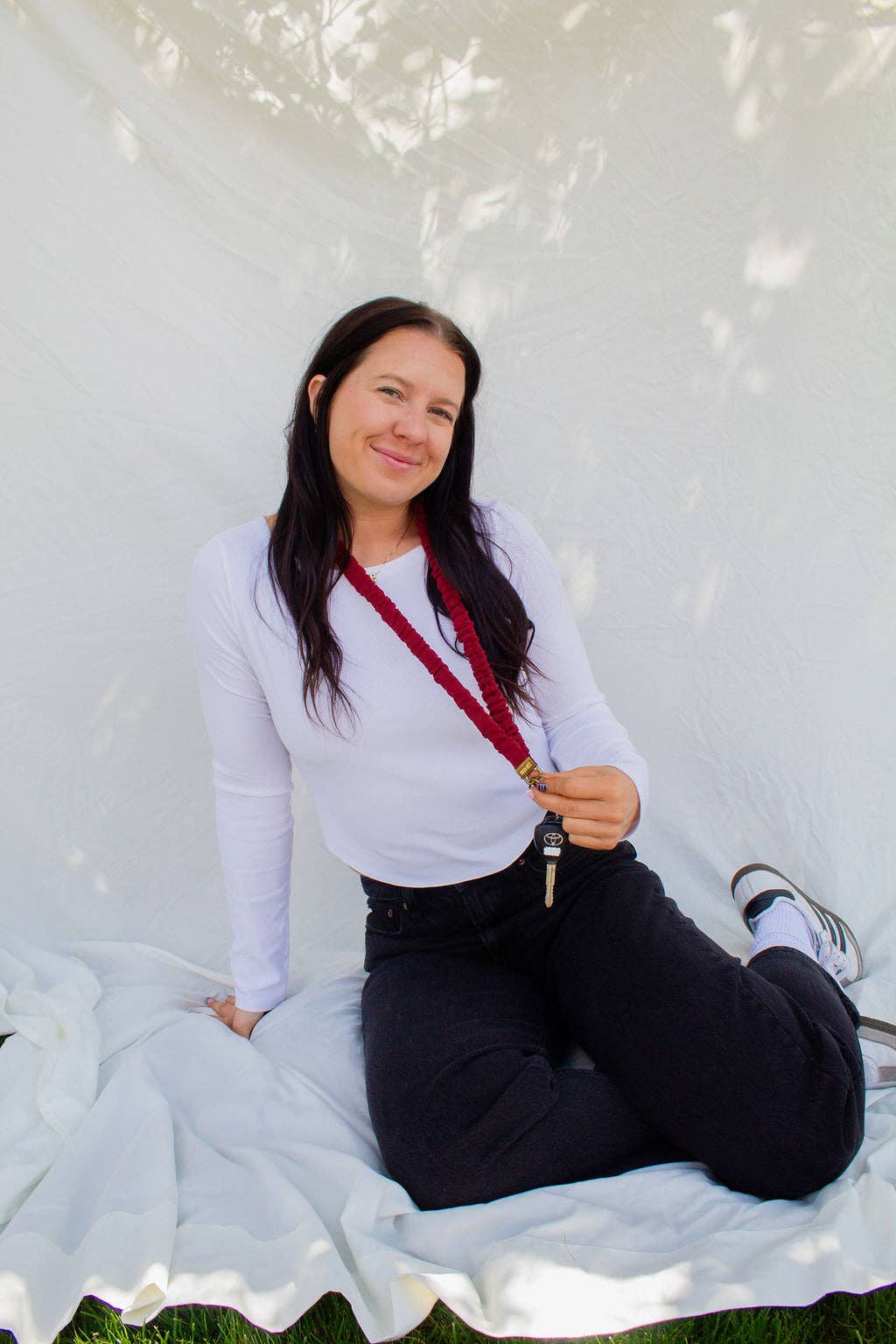 Maroon Linen Lanyard