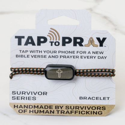Tap To Pray® Survivor Series Tactical Bracelet: Onyx + Cross