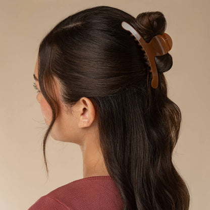 Recycled Plastic Large Arched Clip - Mocha