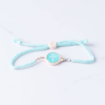 Tap To Pray™ - Survivor Series Handmade Bracelets: Sea Foam + Cross
