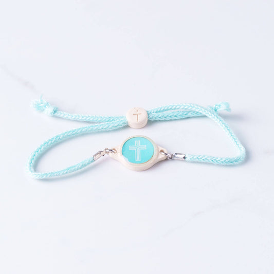 Tap To Pray™ - Survivor Series Handmade Bracelets: Sea Foam + Cross
