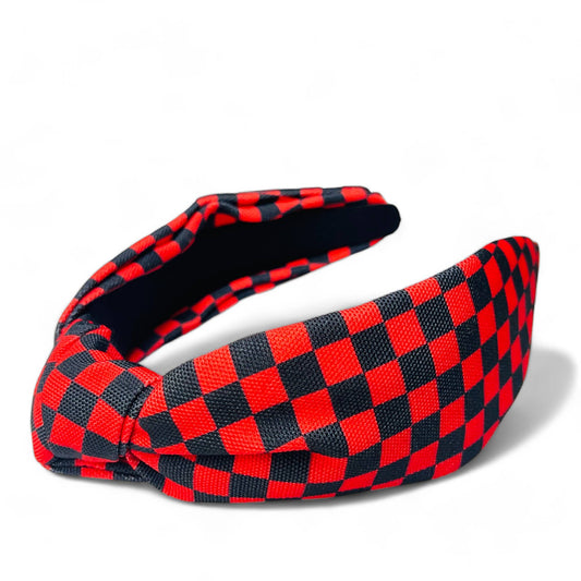 Game Day Checkered Headbands : Red/black