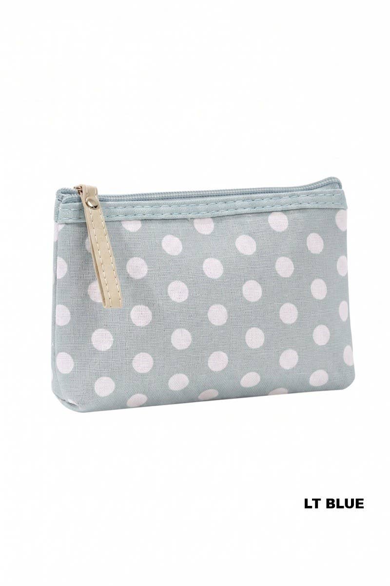Polka Dot Cosmetic Clutch: Light Blue