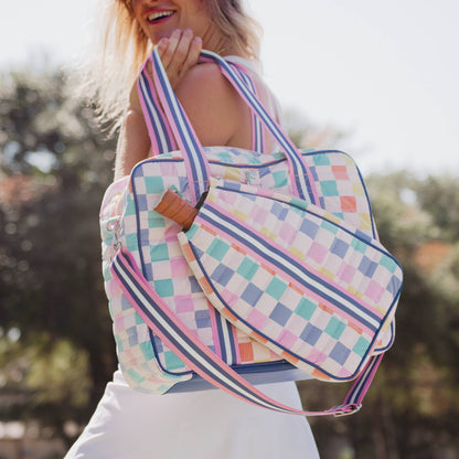Multicolored Checker Pickleball Bag: Multicolored