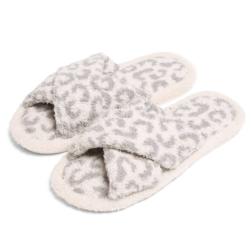 Luxury Soft Crossover Leopard Pattern Slipper: BLACK / S/M