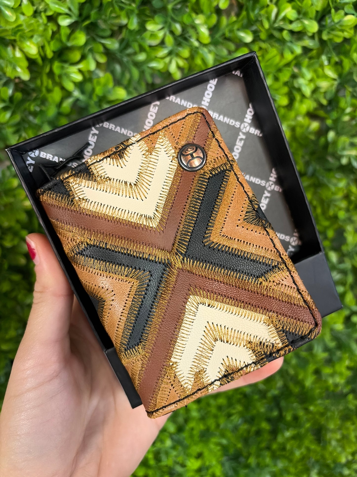 Hooey Patchwork Leather Bi-Fold Money Clip Wallet