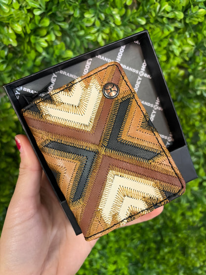 Hooey Patchwork Leather Bi-Fold Money Clip Wallet